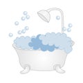 Retro bathtub with foam and bubbles